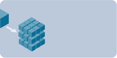 Smaller cubes combine to make a bigger cube. Denotes Microsoft Dynamics Business Central/NAV services.