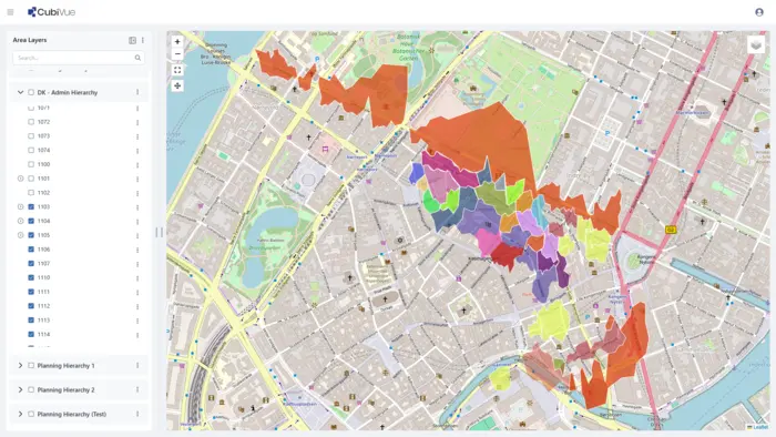 Screenshot of an area mapping portal