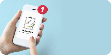 A hand holding a mobile phone, showing a clipboard with a green checkmark. Denotes software quality assurance services.